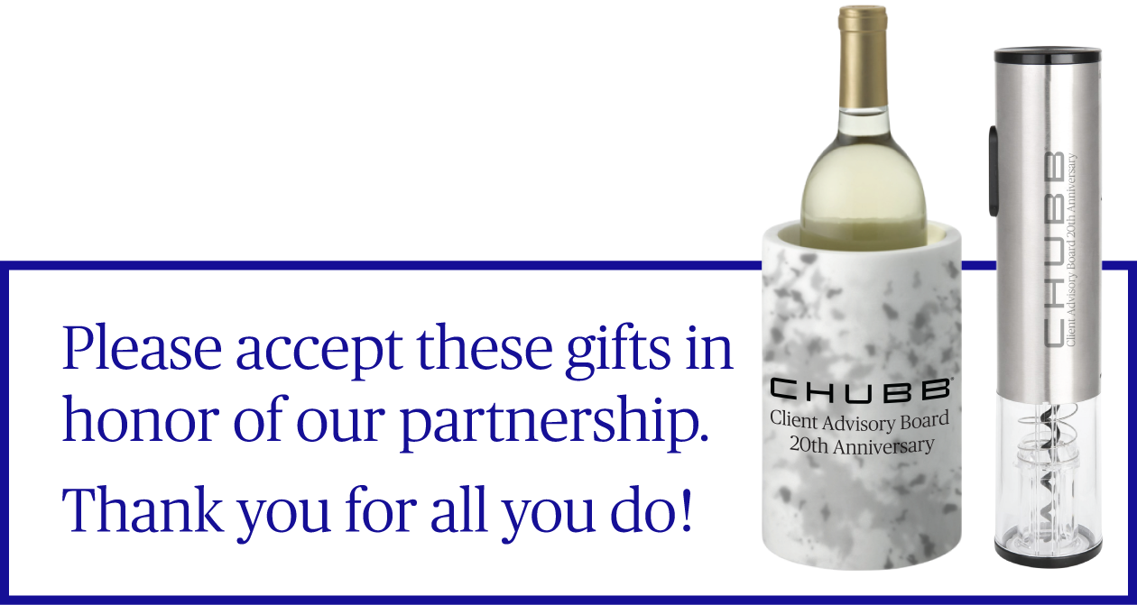 Please accept these gifts in honor of our partnership.
Thank you for all you do!&nbsp;Image of a wine bottle to the right.